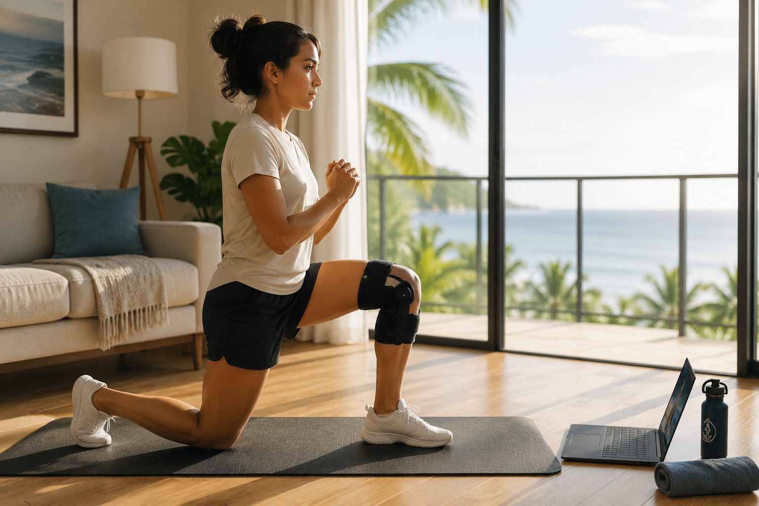 A patient working through a guided rehabilitation program